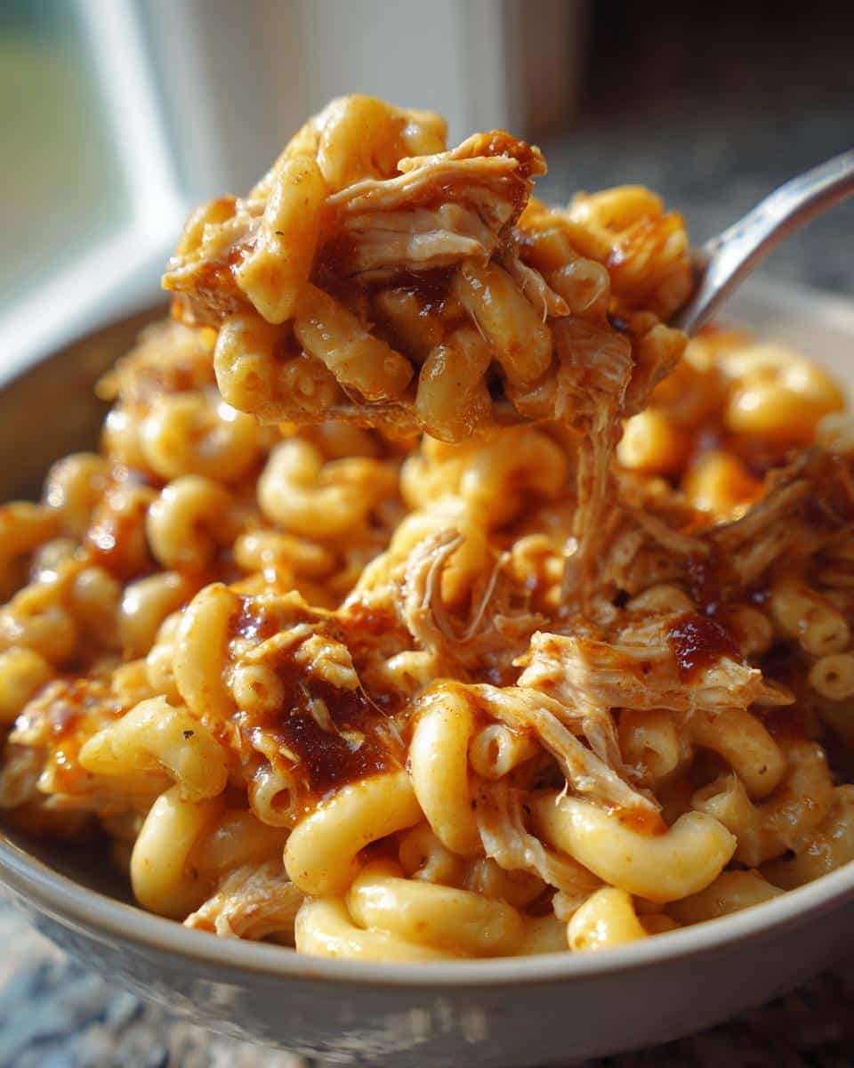 shredded bbq chicken mac and cheese - detail 1