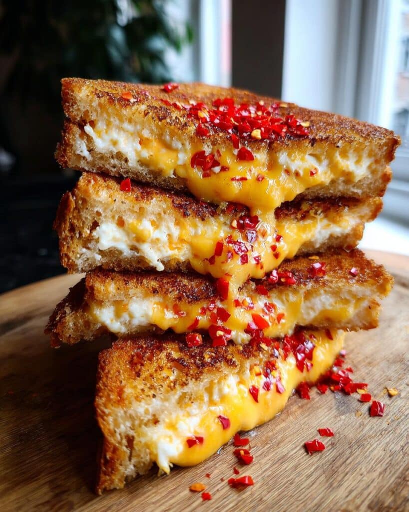 Cheese Grilled Cheese with Honey & Chili Flakes