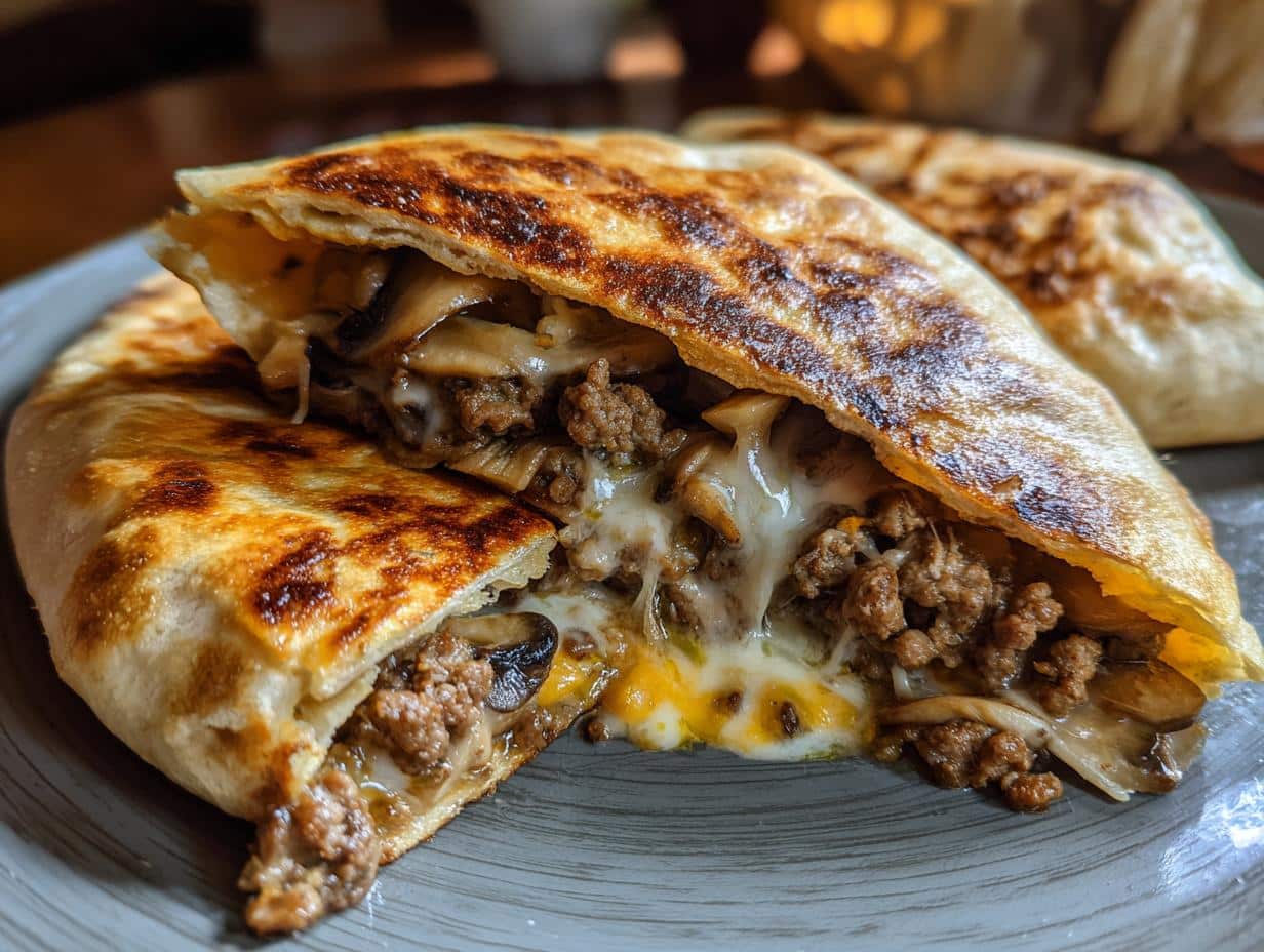 Cheesy Beef and Mushroom Pita Pockets - detail 1