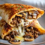 Cheesy Beef and Mushroom Pita Pockets