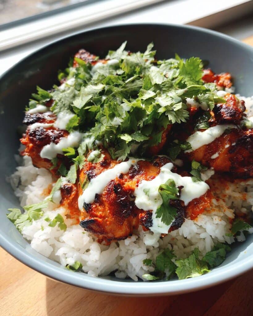 Chili Chicken Bowl with Coconut Lime Drizzle