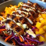 Jerk Chicken & Mango Slaw Bowls with Honey Lime Cream