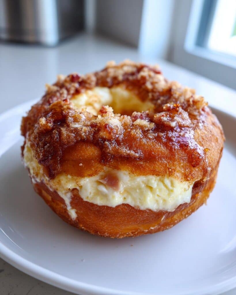 Peach Cobbler Cheesecake Donuts 🍩✨