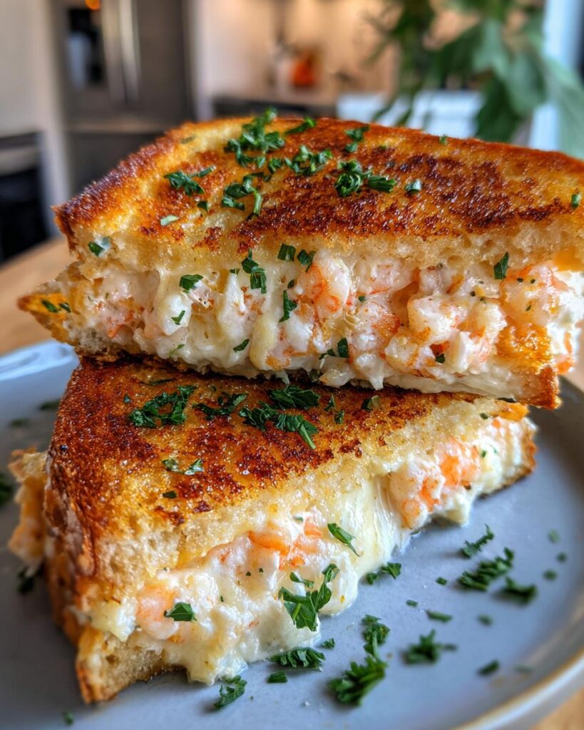 Shrimp Garlic Bread Grilled Cheese