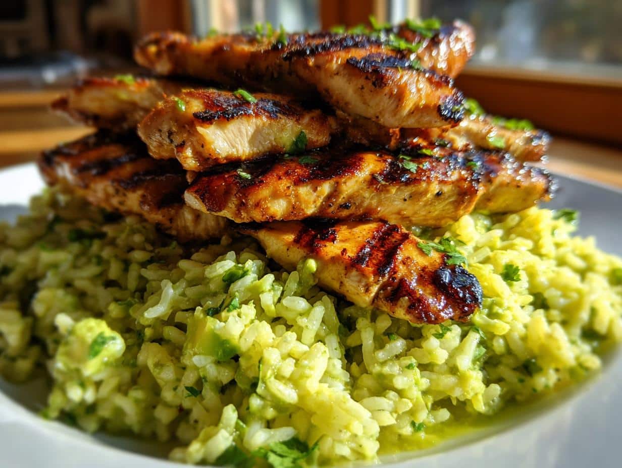 Stacked Honey Lime Chicken with Avocado Rice - detail 1