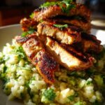 Stacked Honey Lime Chicken with Avocado Rice