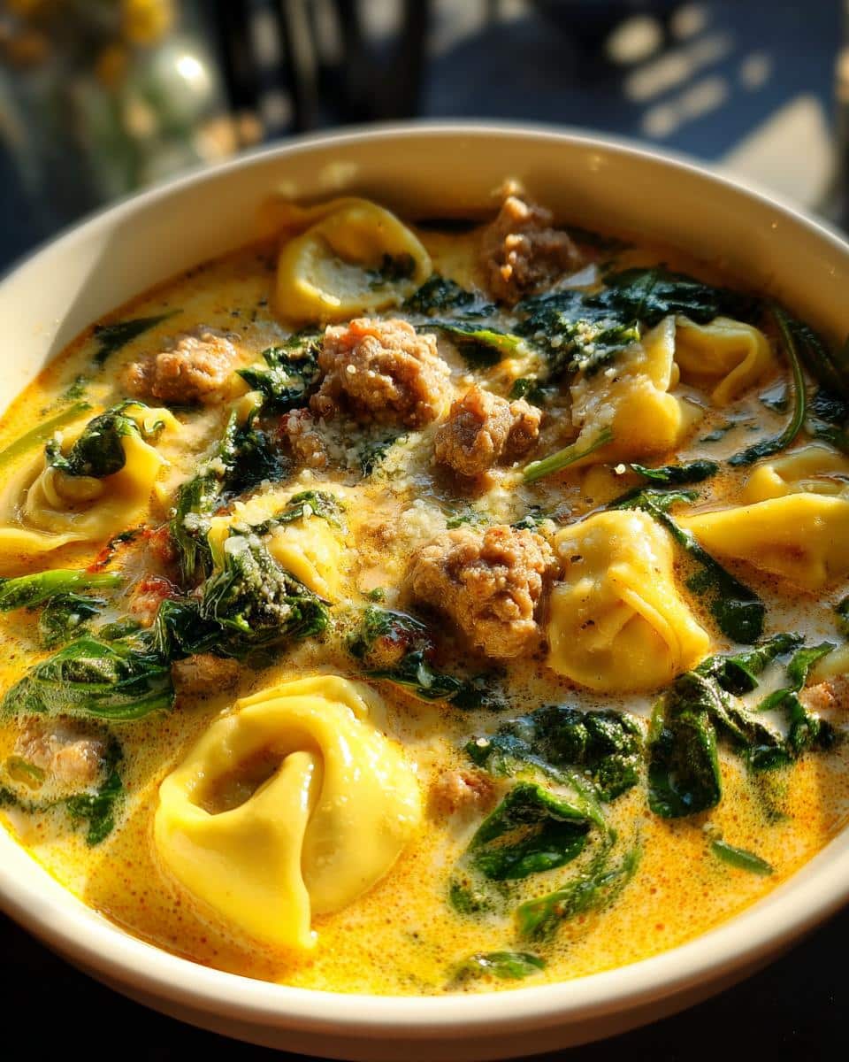 creamy Sausage & Tortellini Soup - detail 1