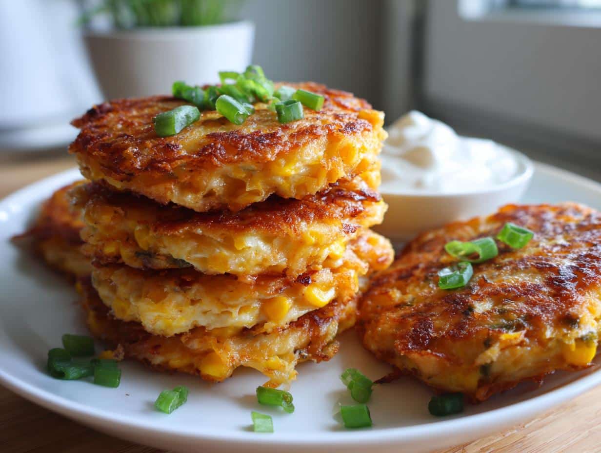 crispy cheddar corn potato fritters - detail 1